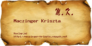 Maczinger Kriszta névjegykártya